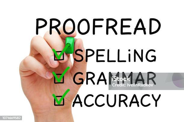Positive Proofread Checklist Concept Stock Photo - Download Image Now - Spelling - Education, Handwriting, Proofreading