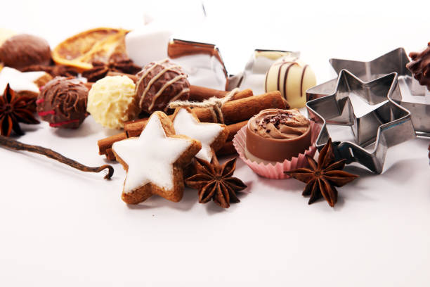 istock Baking christmas cookies. chocolate, cinnamon stars and spices. 1074671390