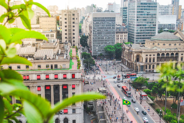 Aerial view of Downtown São Paulo stock photo
