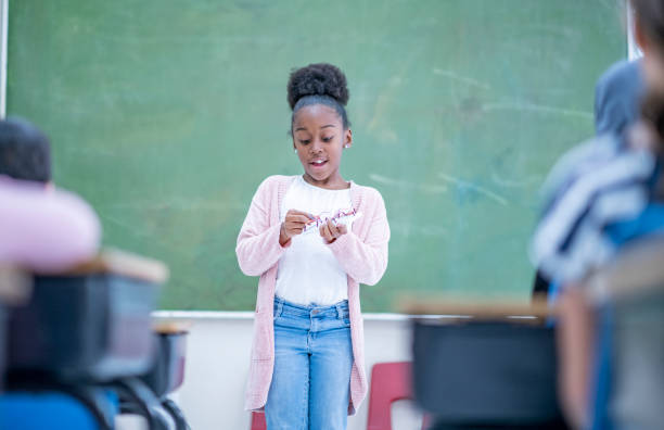 istock Girl giving a presentation 1074689154