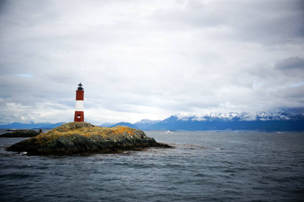 Lighthouse in argentina ocean ushuaia very famous of Lighthouse in argentina ocean ushuaia les eclaireurs lighthouse photos stock pictures, royalty-free photos & images