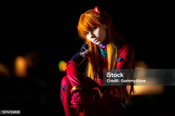 Young Attractive Girl Dressed Up At Night Stock Photo - Download Image Now - Cosplay, Manga Style, Girls