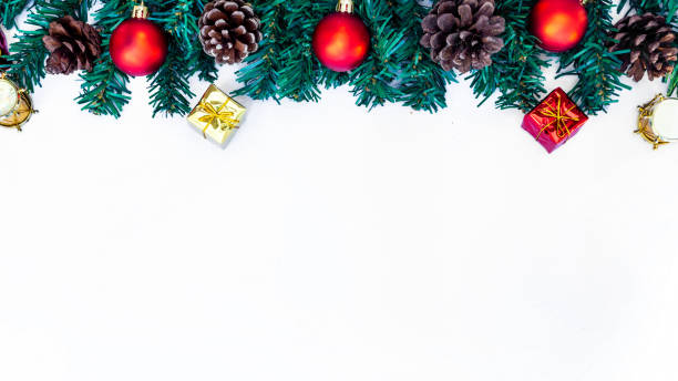 istock Christmas tree and New Year background on white background , Christmas border isolated on white 1074726224