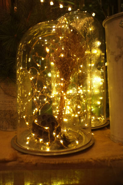 istock Light string and paper decoration in dome glass 1074726334