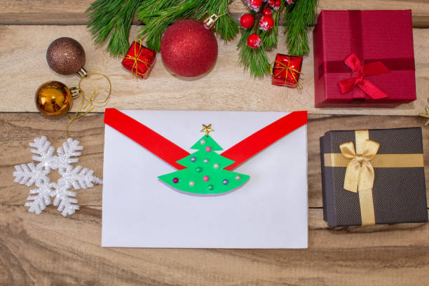 istock Kid's Christmas wish list handmade envelope 1074729046