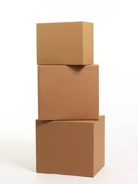 Cardboard boxes Cardboard boxes on white background stacking stock pictures, royalty-free photos & images