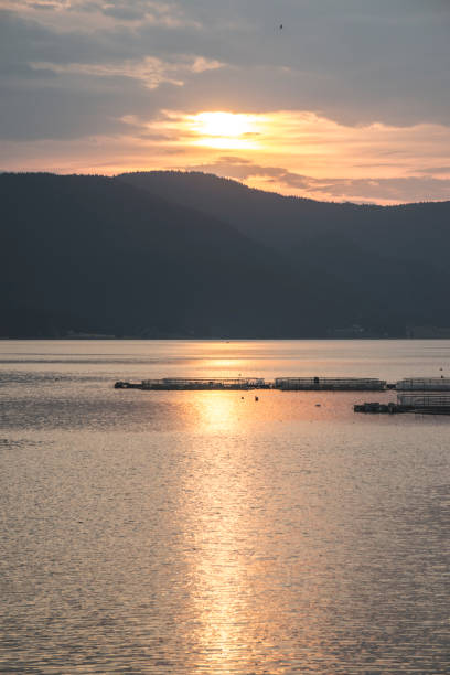 coucher de soleil sur le lac de montagne - 13431 photos et images de collection