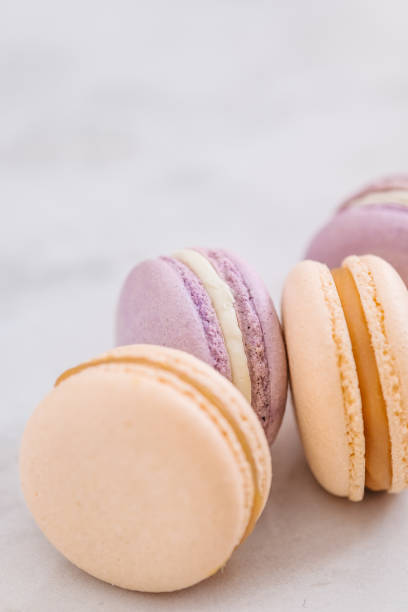 istock Pastel French macarons on white table 1074761672