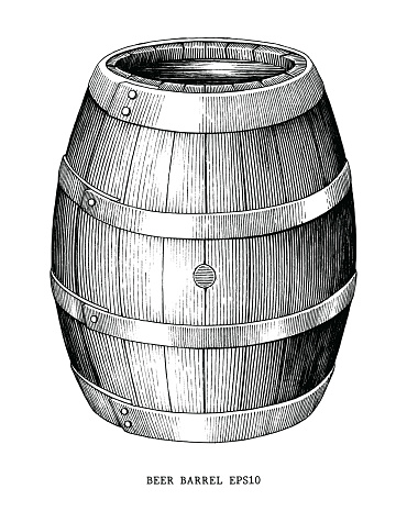 Beer barrel hand draw vintage engraving style isolated on white background