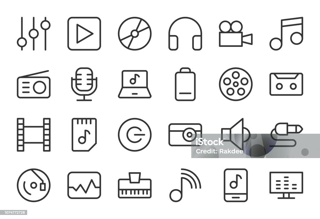 Audio and Multimedia - Light Line Series Audio and Multimedia Light Line Series Vector EPS File. Home Video Camera stock vector