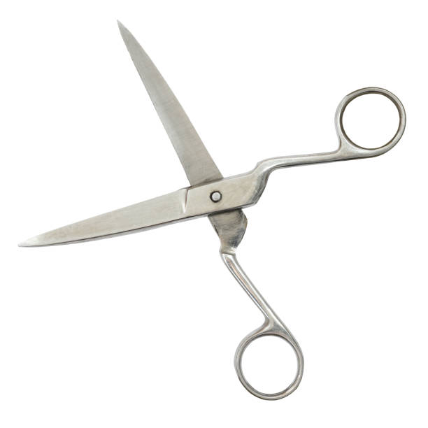 Closeup of open scissors