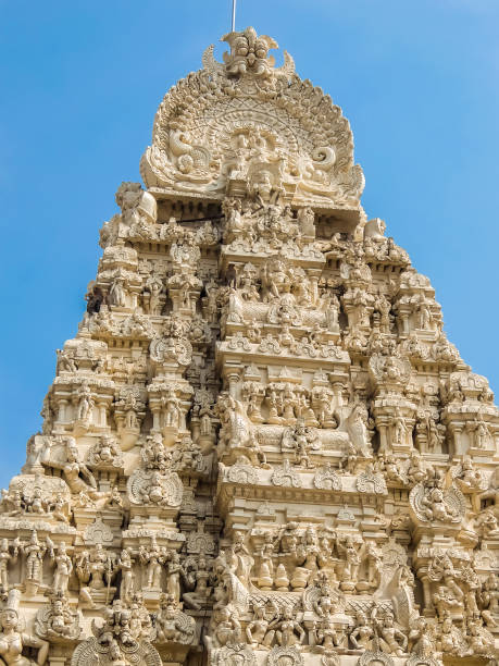 храм камакши амман в канчипураме, индия. - tamil nadu tamil temple amman стоковые фото и изображения