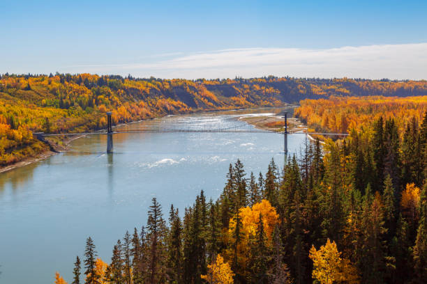 pasarela de edmonton - north saskatchewan river fotografías e imágenes de stock