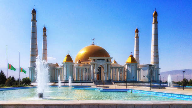 TÃ¼rkmenbaÅy Ruhy Mosque, Ashgabat, Turkmenistan stock photo