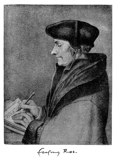 Desiderius Erasmus Roterodamus known as Erasmus or Erasmus of Rotterdam was a Dutch Christian humanist who was the greatest scholar of the northern Renaissance Illustration of a Desiderius Erasmus Roterodamus known as Erasmus or Erasmus of Rotterdam was a Dutch Christian humanist who was the greatest scholar of the northern Renaissance desiderius erasmus stock illustrations