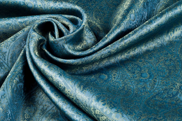 tekstura tła, wzór. niebieski paisley jedwabny szyfon mod tkaniny na podwórku. pomarszny, zwiewny, miękki, bardzo lekki, - 24425 zdjęcia i obrazy z banku zdjęć