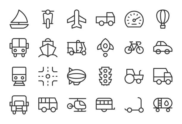 transport icon - light line serie - electric train illustrations stock-grafiken, -clipart, -cartoons und -symbole