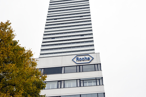 Headquarters of the  Swiss multinational healthcare company Roche. Roche Holding was founded in 1896. The Company has arround 94,000 employees (2017). The new Roche Tower was opened in 2016 and realized by the Swiss architect  Herzog & de Meuron.