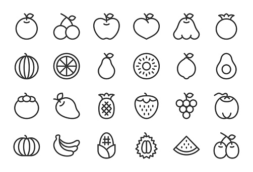 Fruit Icon Light Line Series Vector EPS File.