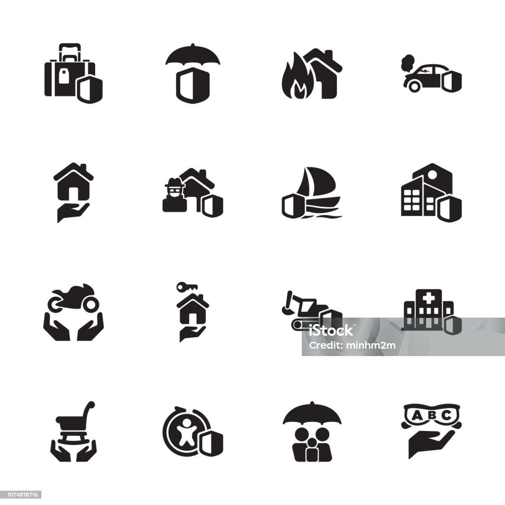 Risk Insurance Icons Set 3 Stock Illustration - Download Image Now