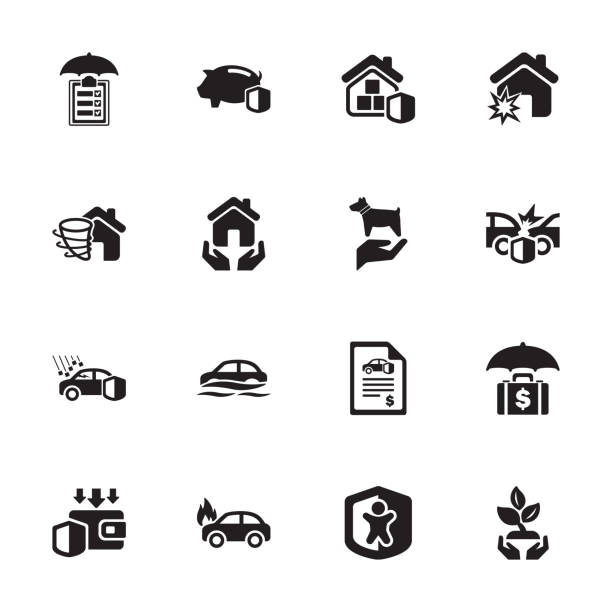 Risk & Insurance Icons - Set 1 Protection - Risk & Insurance Icons - Set 1 car hailstorm stock illustrations