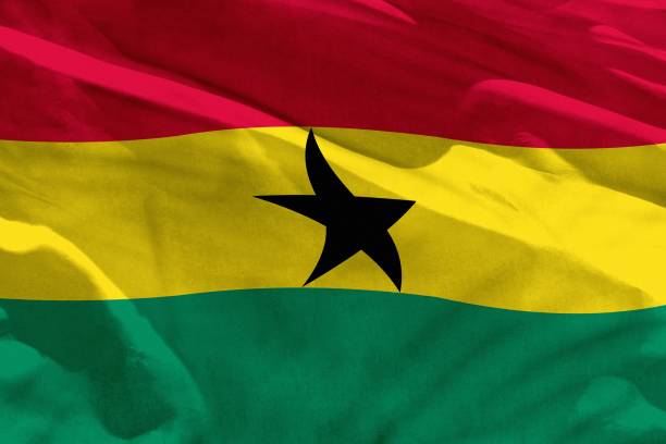 istock Waving Ghana flag for using as texture or background, the flag is fluttering on the wind 1074822844
