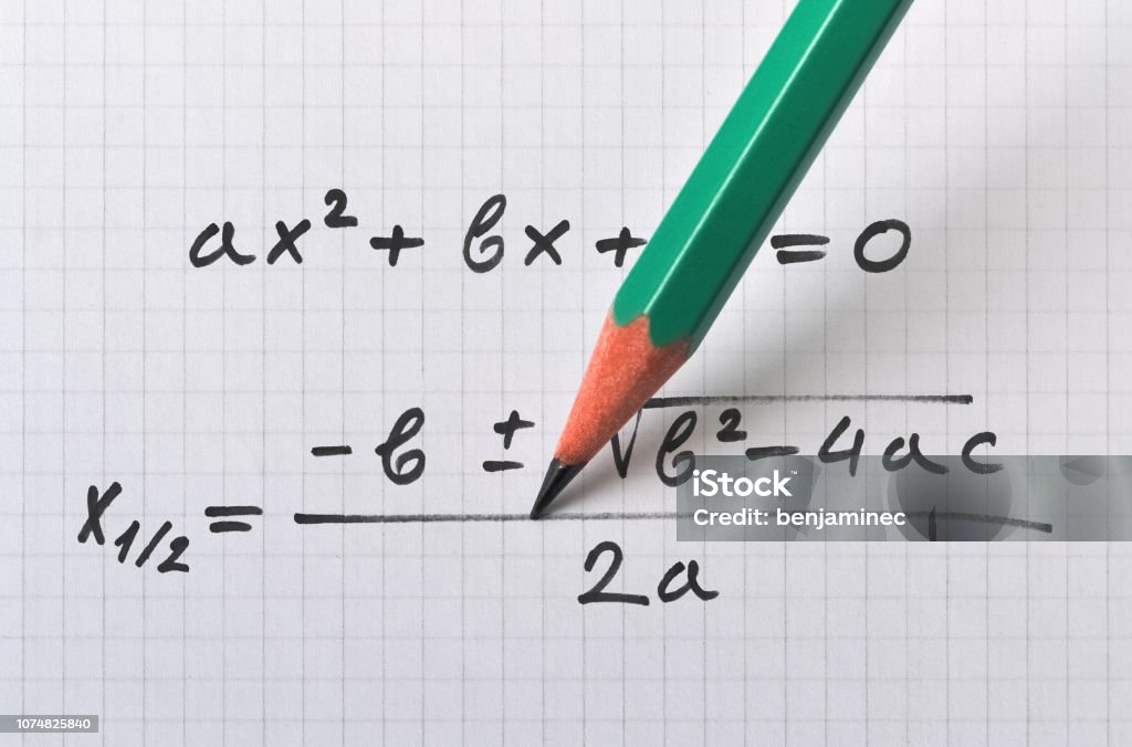 General quadratic equation General quadratic equation and the formula that gives the solution Mathematical Formula Stock Photo