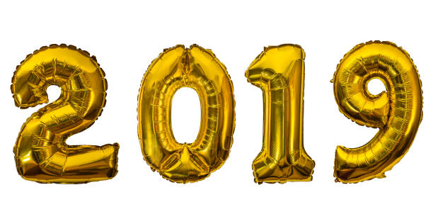 istock Golden air balloons 2019 isolated on white 1074833514