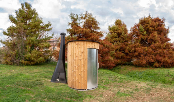 istock Modern dry toilets in public park 1074836384