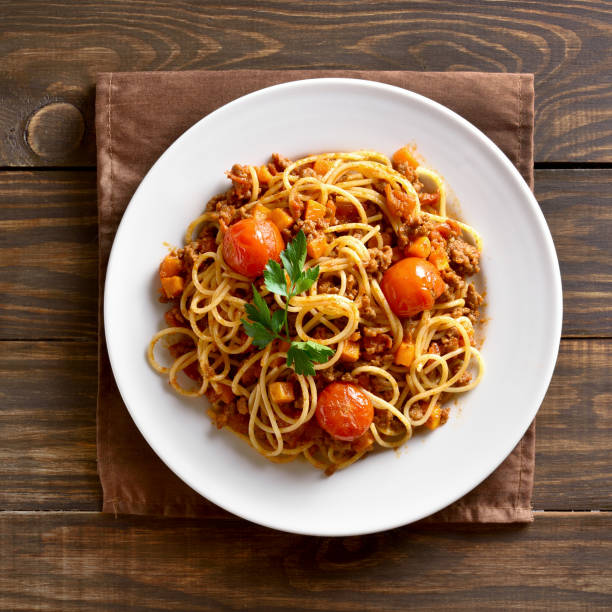 istock Spaghetti with minced meat and vegetables 1074837172