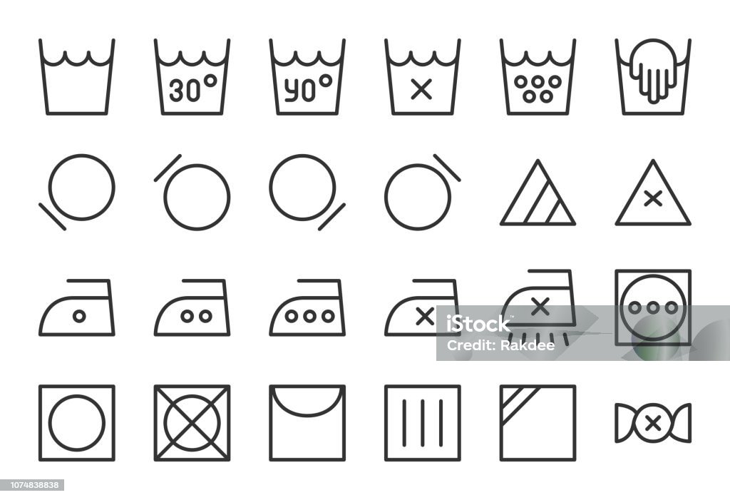 Laundry Sign Icons - Light Line Series Laundry Sign Icons Light Line Series Vector EPS File. Laundry stock vector