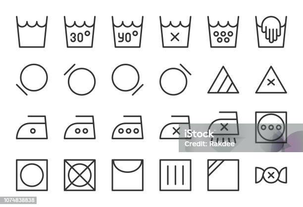 Laundry Sign Icons Light Line Series Stock Illustration - Download Image Now - Laundry, Icon Symbol, Laundromat