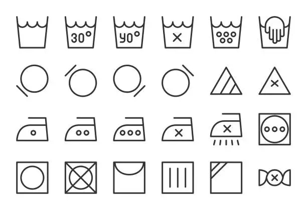 Vector illustration of Laundry Sign Icons - Light Line Series