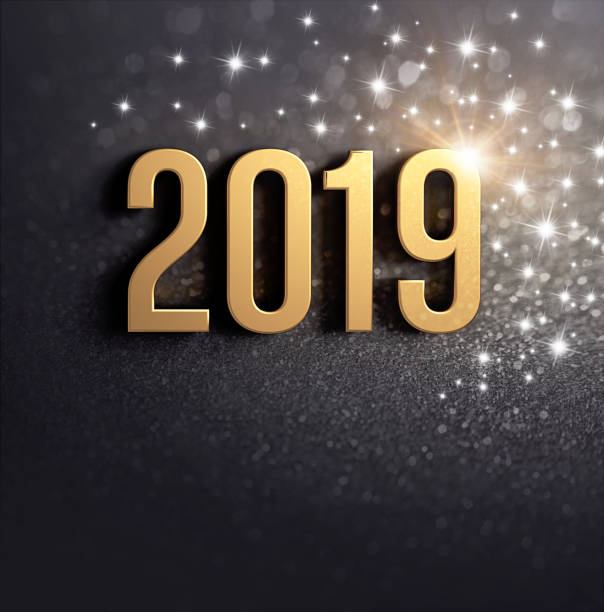 istock Black and gold New Year 2019 Greeting card 1074839152