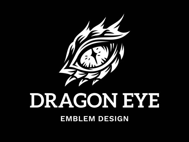 istock Vector eye of a dragon illustration, print, emblem design on a black background. 1074840010