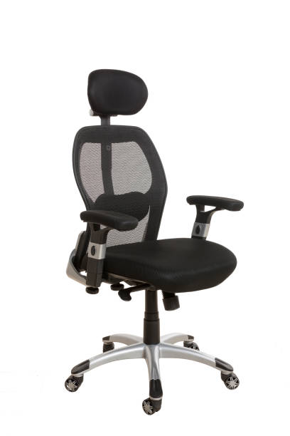 istock Modern office chair, upholstered with black textile, isolated on white background. 1074845766