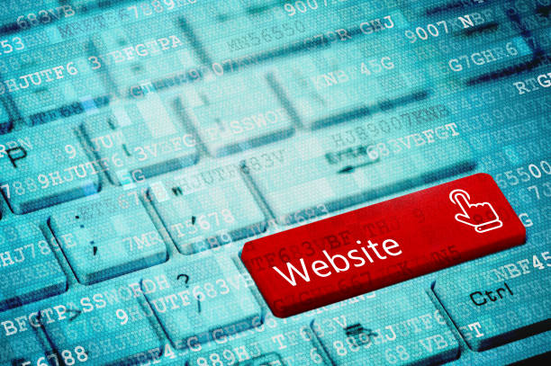 istock Red key with text Website on blue digital laptop keyboard 1074846576