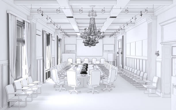istock conference room, meeting room, interior visualization, 3D illustration 1074852808