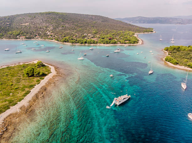 istock Blue Lagoon Aerial view at Split region 1074856982