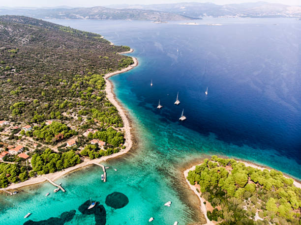 istock Blue Lagoon Aerial view at Split region 1074856984