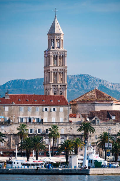 istock Split Harbor with Diocletian Tower landscape at a beautiful sunny day 1074857048