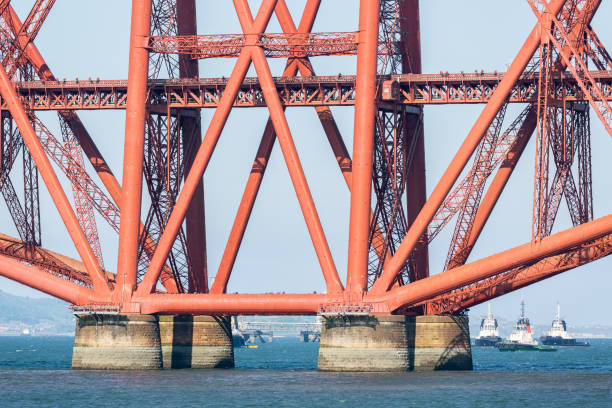 Foundation Forth Railway Bridge near Queensferry in Scotland