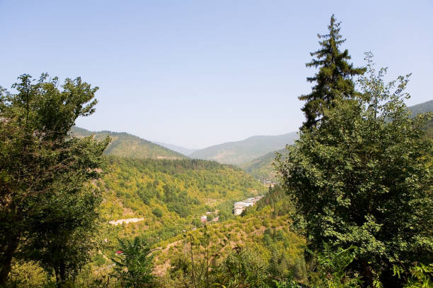 istock View from the mountains to the village. 1074868278