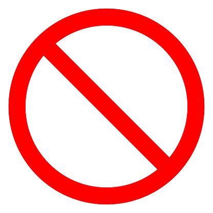 No sign - red thin simple, isolated - vector illustration