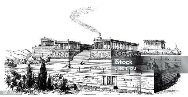 Classical Greek The Altar Of Zeus In Pergamon Stock Illustration - Download Image Now - 19th Century, 2018, Altar