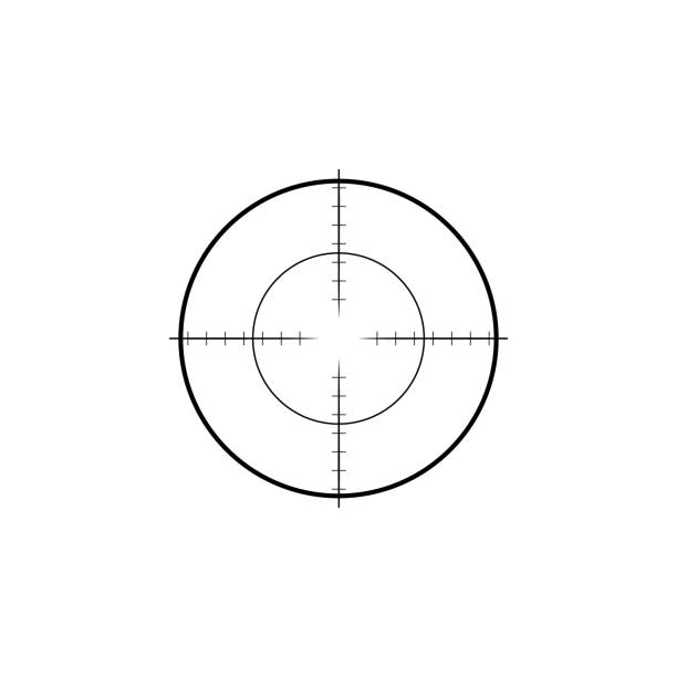 ikona celownika collimatora. wojskowy karabin snajperski cel celownik - crosshair gun rifle sight aiming stock illustrations