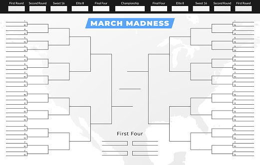 March madness tournament bracket. Empty competition grid template.