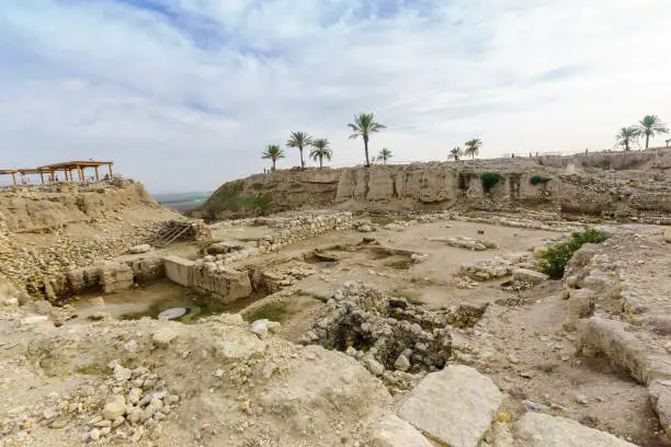 Archaeological remains in Tel Megiddo National Park. Northern Israel