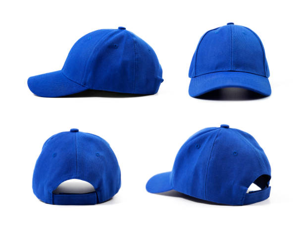 blue blank cap isolated on white background blue blank cap isolated on white background baseball cap stock pictures, royalty-free photos & images