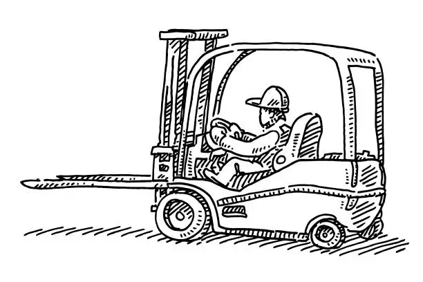 Vector illustration of Forklift Truck Drawing